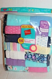 Hanes Girl's 14-Pack Briefs Panties Underwear Girl Size 8 Multi Assorted - Picture 1 of 2