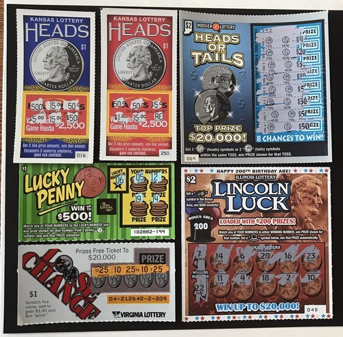 U.S. Coin Theme Vintage Instant Lottery Tickets, 6 different ,no cash ...