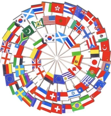 Toothpicks Pack of 100 World Flags Cocktail Sticks for International, - Image 1 of 4