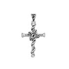 Sterling Silver Oxidized 3D Rose Thorn Cross Christian Pendant Necklace Boxed
