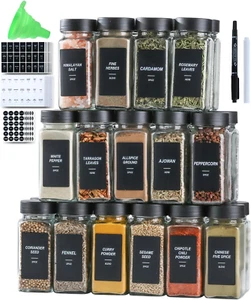 Spice Jars with Labels,4Oz Black Seasoning Containers Jars Bottles - Picture 1 of 12