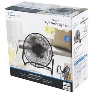 Mainstays New 9 inch High Velocity Floor Fan Wall Mountable Black - Picture 1 of 7
