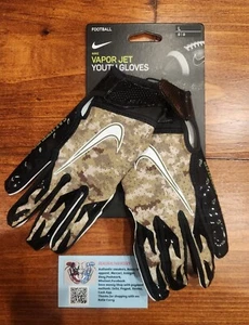 New Youth Nike Vapor Jet Football Gloves Camo Salute to Service Sz Large - Picture 1 of 3