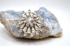 Jay Flex Sterling Clear White Rhinestone Brooch 1.5" - Picture 1 of 6