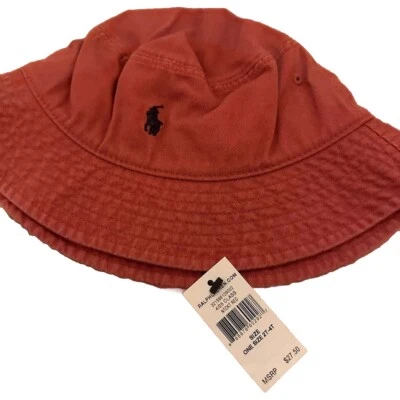 Polo Ralph Lauren Bucket Sombrero Niños 2T-4T Rojo Niño Pequeño Foto 1 de 3