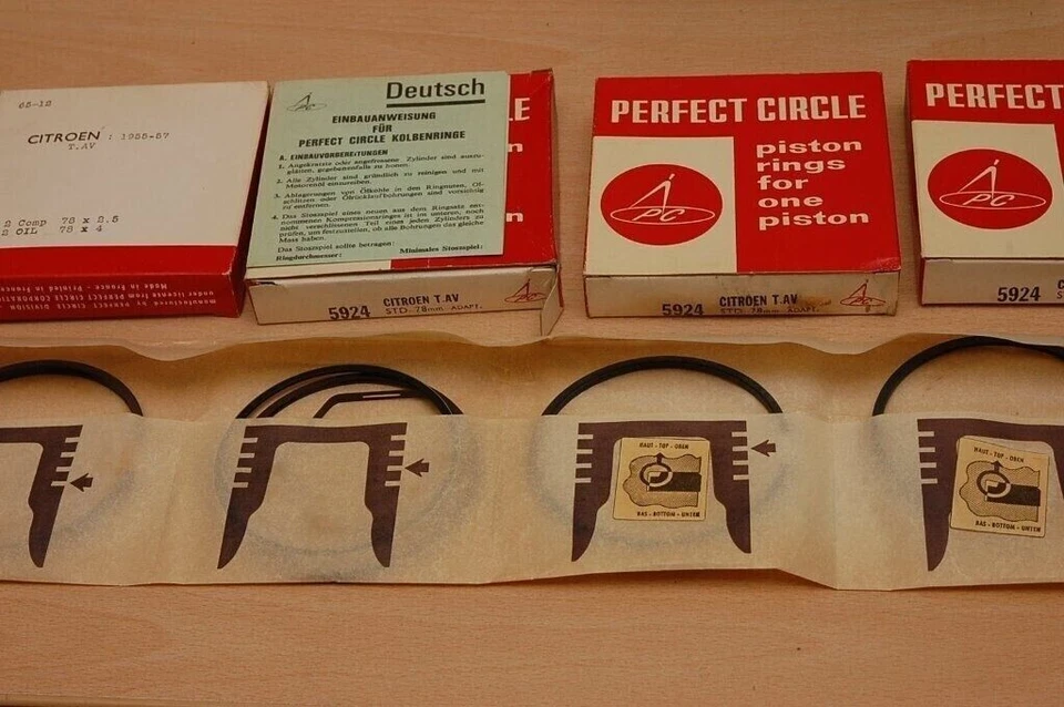 Citroen Traction Avant DS 78mm piston rings set, segments pour moteur. - Image 1 of 1