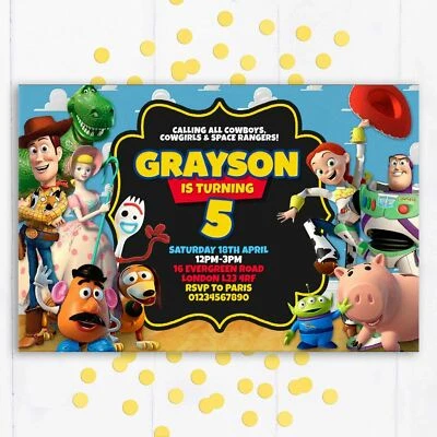 SUNSHINE PARTY UK Personalised Toy Story Party Invitations, Birthday Invites, 10 + envelopes