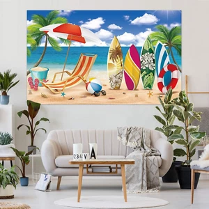 Hawaiian Party Backdrop Banner Summer Beach Themed Surfboard Party Decoration... - Picture 1 of 12