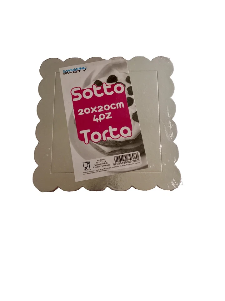 VASSOIO SOTTOTORTA QUADRATO RIGIDO ARGENTO 4 PZ 20 CM  - Immagine 1 di 1