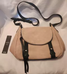 NEW Aimee Kestenberg Beige Suede Leather Purse With Dark Brown Accents Zip Flap - Picture 1 of 17
