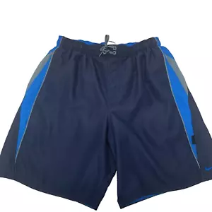 Nike Swim Trunks uomo grandi tasche blu vita elastica breve logo viaggio in spiaggia - Foto 1 di 11