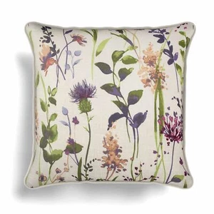 FLORES DE PRADO SALVAJE DE LUJO PIPA FLORAL ALGODÓN 18" RELLENO COJÍN £9.99 HECHO EN EL REINO UNIDO - Imagen 1 de 3