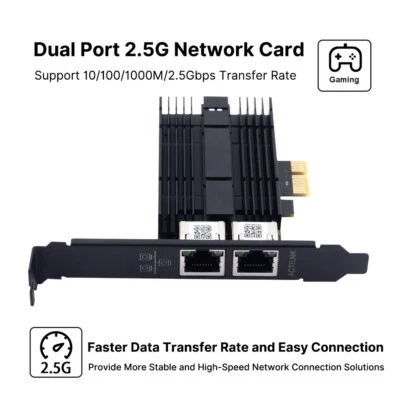 Dual Port 2.5GB Network Card PCIE X1 to RJ-45 Intel I226 Controller NIC Adapter - Image 1 of 4