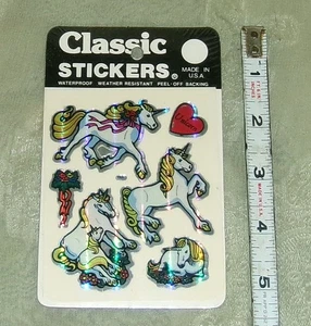 Vintage 80's BJ Decal Specialties Prism Unicorn Heart Classic Sticker Sheet MIP - Picture 1 of 2