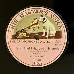 Ignacy Jan Paderewski - "Serenade: Listen, Listen, Lark" Gramophone SP Records - Picture 1 of 2