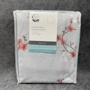 Embroidered Floral & Gray Shower Curtain 70 x 72 Polyester - Picture 1 of 9