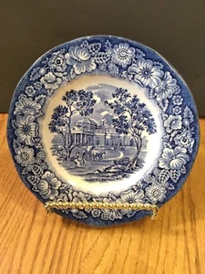 2 Monticello Liberty Blue Staffordshire Ironstone Bread And Butter Plates 5.75" - Picture 1 of 3
