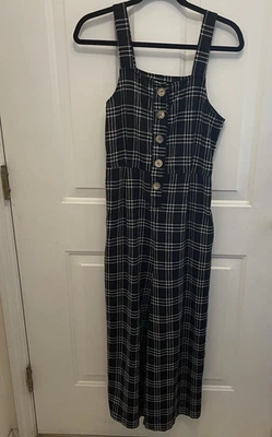 Mono American Eagle a Cuadros Mujer Pequeño Negro Blanco Relajado Botón Sin Mangas Foto 1 de 4