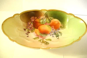 Antico piatto ovale dipinto a mano sedano Relish con bordo oro frutta 7,5" ottimo - Foto 1 di 4