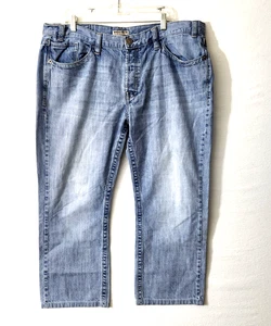 Mek Denim Men’s Jeans Natal Sz 40x34(40x27) Light Wash Embroidered Button Fly - Picture 1 of 8