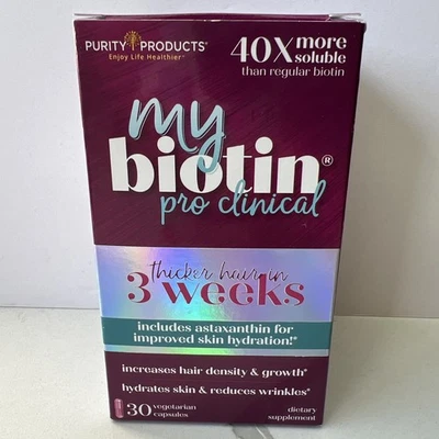 MyBiotin ProClinical Hair Growth MB40X 30 Veg Capsules Purity Products EXP 06/27 - Image 1 of 4