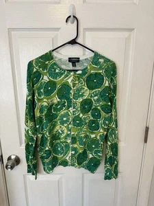 Lands' End Lime Print Cotton Cardigan NWT - Picture 1 of 12