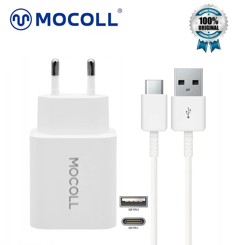 MOCOLL QC121A-EUG USB-A Schnellladegerät 12W USB-C Kabel 1m Smartphone - Bild 1 von 1