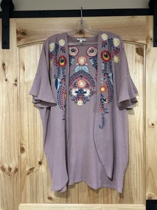 Cárdigan Kimono Bordado Umgee Manga Volantes Púrpura Talla Grande - Imagen 1 de 5