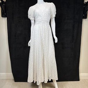 Neu mit Etikett $ 598 Polo Ralph Lauren langes Kleid kurzärmelig gefüttert Ösen 100 % Baumwolle Gr. 0 - Bild 1 von 24