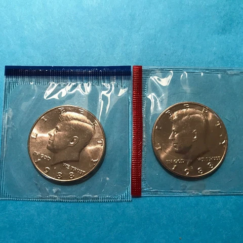 1988 P&D Kennedy Half Dollars UNC From US Mint Sets Cover