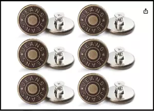 12 Sets Adjustable Buttons for Jeans 20Mm No Sew Instant Replacement Repair Kit - Picture 1 of 5