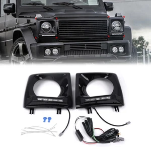 Daytime Running Lights Headlight Bezel Glossy Black For Benz G-Class W463 90-18 - Picture 1 of 8