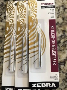 Zebra 84412 StylusPen 4C-Refills, Black Ink, 1.0mm Medium Point, 3 Packs - Picture 1 of 3