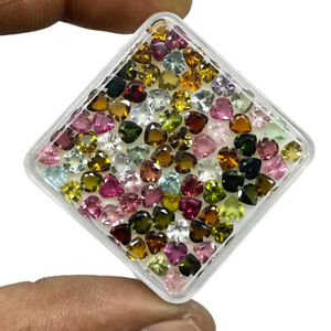 45 Pcs Natural Tourmaline 3.8mm-4.1mm Heart Cut Multi Color Loose Gemstones Lot
