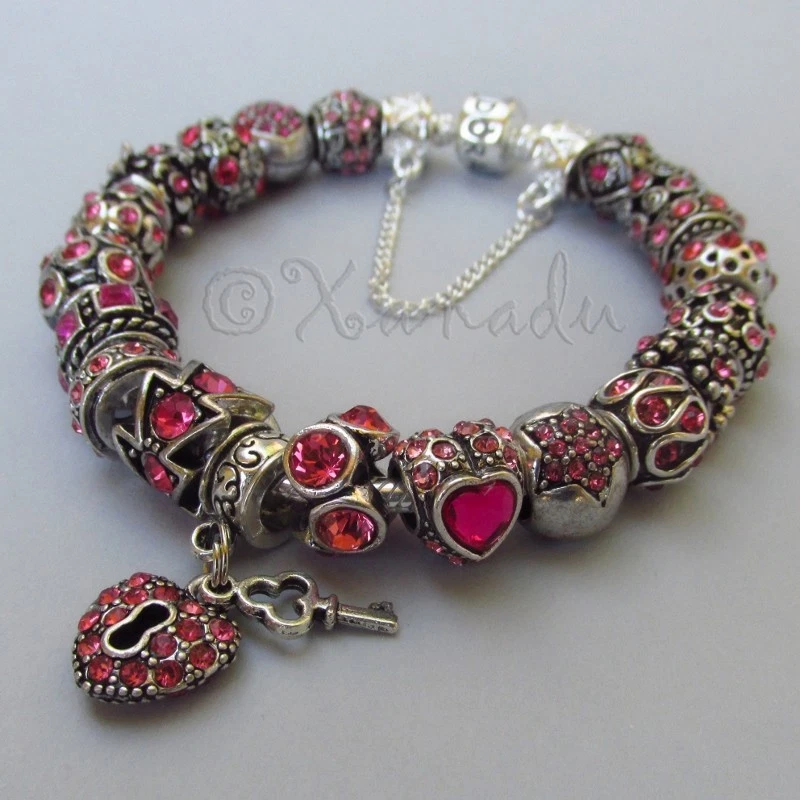 Pulsera Pandora de Plata de Ley Genuina con Piedras Natales de Octubre Rosa Europeo Foto 1 de 4