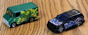 Vintage Hot Wheels 2002 Cadillac Escalade Lowrider & 1986 Van Disc Jocky Design - Picture 1 of 15