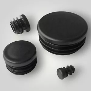 Round Plastic End Caps For Tubing Pipe Inserts Bungs Feet Blanking Plugs / Black - Picture 1 of 7