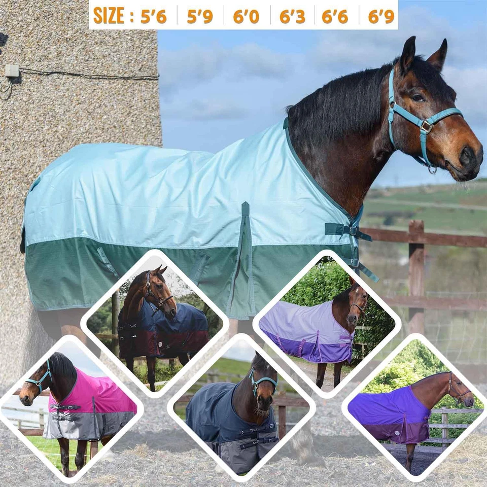 600D Lightweight Adjustable Leg Straps Turnout Horse Rug Regular Neck 6 Colors - Image 1 of 1