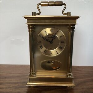 Vintage Benchmark West Germany 8 Day Chime Carriage Clock Co Brass Desk Antique
