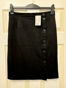 H&M black suede effect pencil skirt size 40 EUR/10-12 UK - Picture 1 of 6
