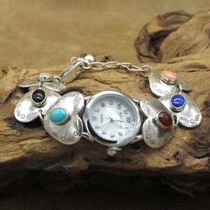 Sterling Silver Multi Stone Heart Watch - Picture 1 of 5