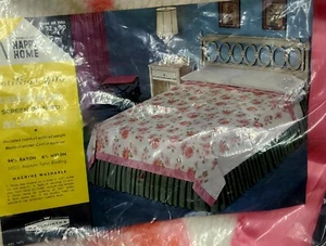 Vintage MCM NEU Retro Cotillion 400 Rosa Blumen Rose Satinborte Thermodecke - Bild 1 von 4