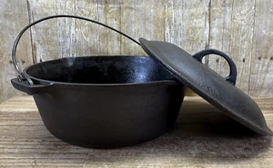 Vintage Unbranded Cast Iron No. 8 Dutch Oven w/ Dome Lid 10-5/8" Made in USA - Picture 1 of 9