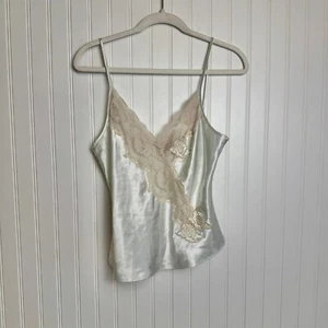 Victoria's Secret Gold Label ivory satin tank lace detail cropped Medium M32 - Picture 1 of 6