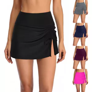 Women Swim Skirt High Waisted Bathing Suit Skirt Bikini Bottoms Shorts Swimwear - Picture 1 of 17