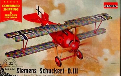 Roden 610 - 1/32 - Siemens Shuckert D.III SSW D.III Fighter WWI plastic model - Image 1 of 4