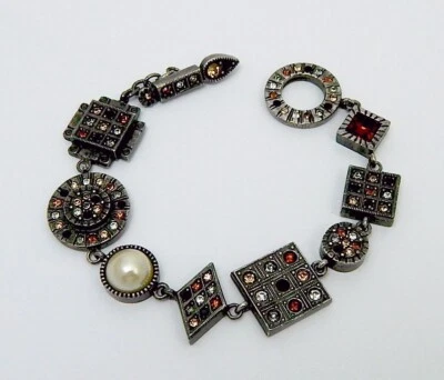 Pulsera Patricia Locke imitación perla coñac piedras negras transparentes envío gratuito Foto 1 de 4