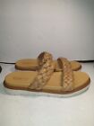 Born Freesia Brown Braided Leather Slip On Sandals Shoes Women's sz 11M