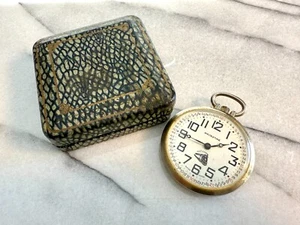 Vintage Majestime Swiss Train Railroad Pocket Watch Non Working w/Case - Picture 1 of 10