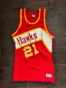 Vtg 80s Sand Knit Atlanta Hawks Dominique Wilkins #21 NBA Jersey Red Size Small - Picture 1 of 12